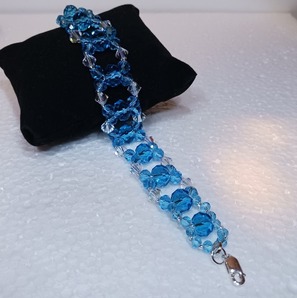New, Spring Bling Crystal Collection Bracelet Brite blue and clear AB crystals